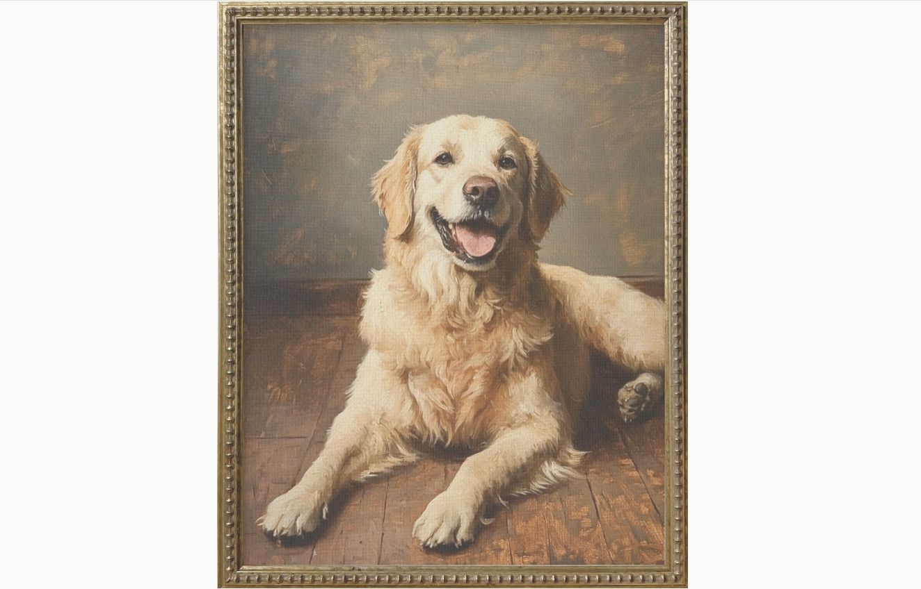 Golden Retriever in Antique Silver Bead Insert Frame 8 x 10