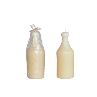 Clearance Unscented Embossed Vintage Bottle Shaped Candle, Cream