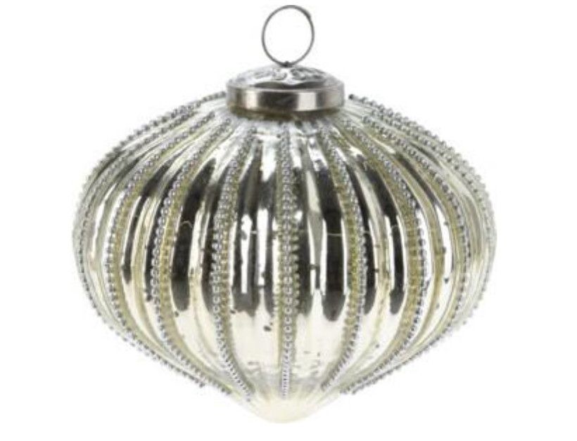 Gold Glass Ornament w Beads