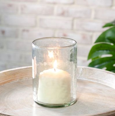 Hammered Clear Candle Jar 6&quot;