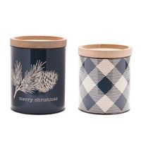 Canister Blue White Check 7x8.5”