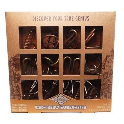Ancient Metal Brain Teaser Puzzles 12 pc