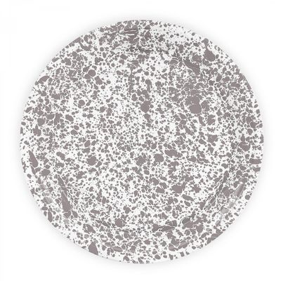 Large Round Tray Grey Splatter by Crow Canyon Splatterware Enamel