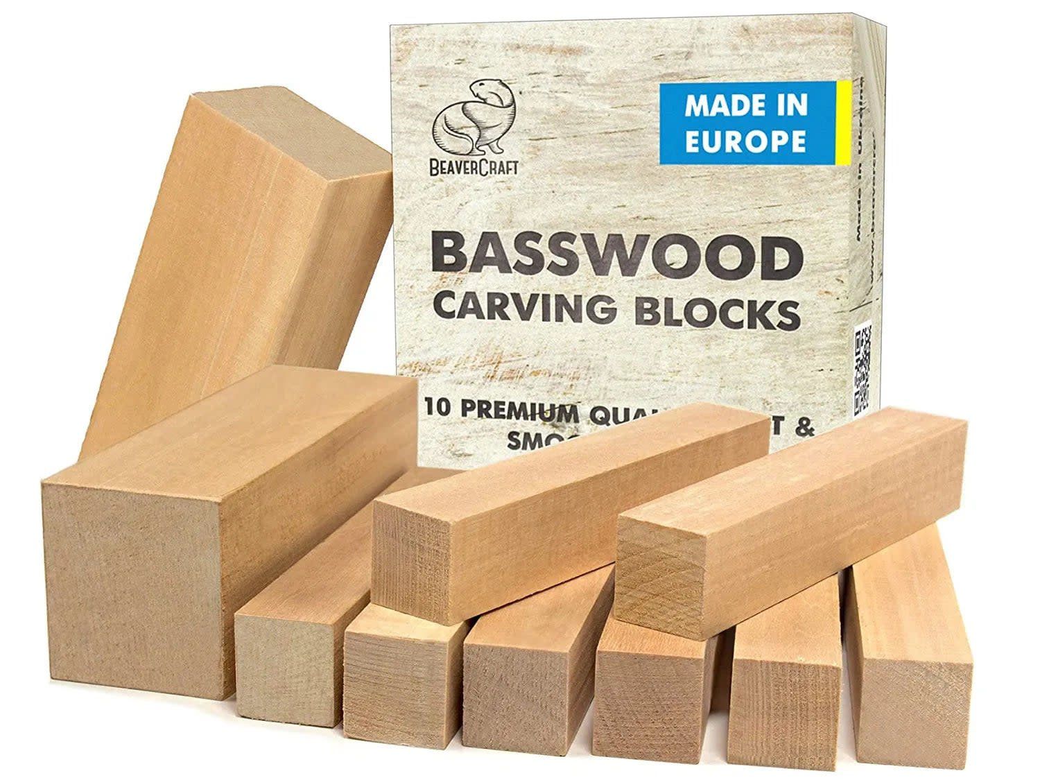 Wood Carving Blocks Set 10 pcs Basswood