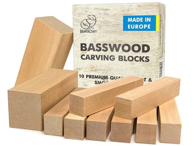Wood Carving Blocks Set 10 pcs Basswood