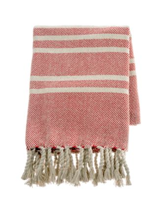 Red and Natural Stripe Woven Throw
