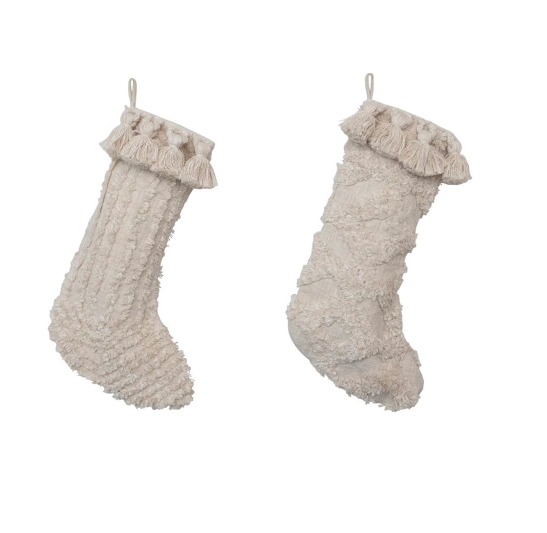 ** Cotton Slub Stocking - Cream Assorted