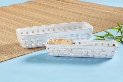 Basket Weave Cracker Dish
