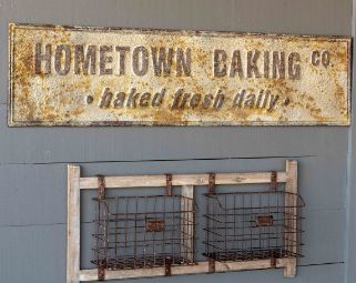 Aged Metal Hometown Baking Co Sign