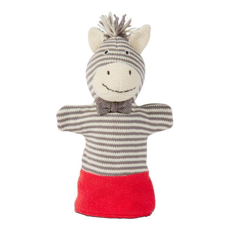 Peek-A-Boo Zebra Hand Puppet - Gray