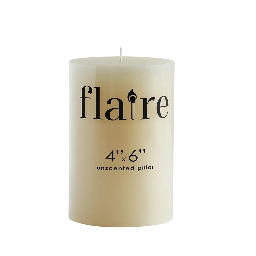 4&quot; Rnd x 6&quot;H Unscented Pillar Candle