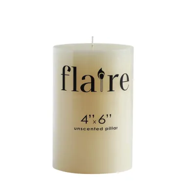 4&quot; Rnd x 6&quot;H Unscented Pillar Candle
