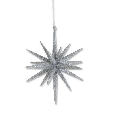 18 Point Silver Glitter Star Ornament 6&quot;