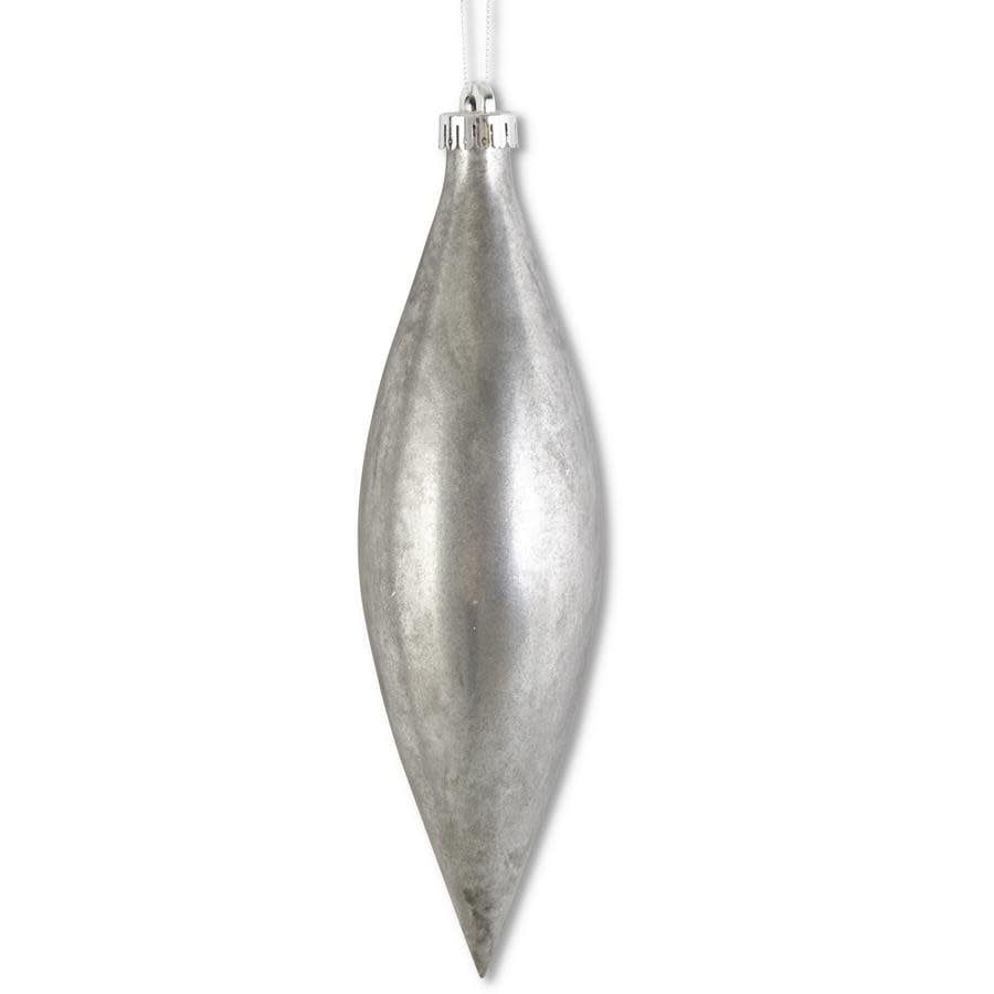 Mercury Shatterproof Teardrop Ornament 10.5" Silver
