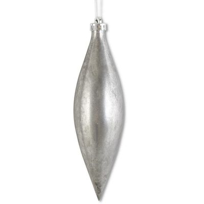 Mercury Shatterproof Teardrop Ornament 10.5&quot; Silver
