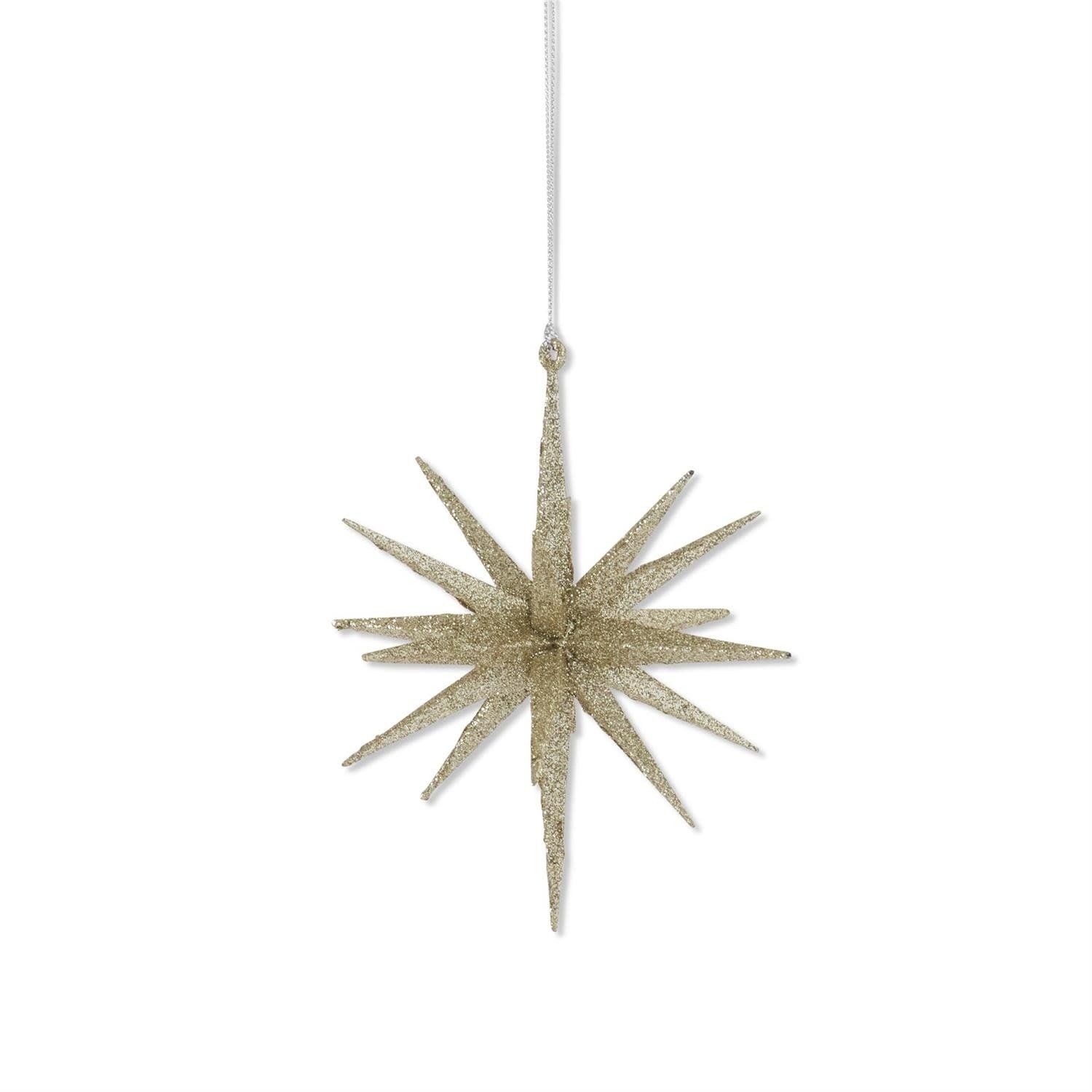 18 Point Champagne Glitter Star Ornament 6&quot;