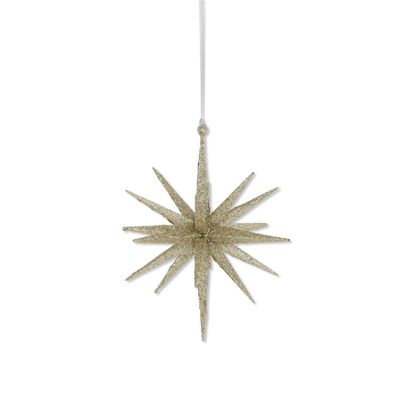 18 Point Champagne Glitter Star Ornament 6&quot;