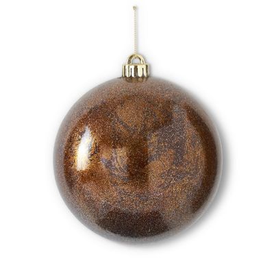 Glittered Bronze Round Gold Leaf Shatterproof Ornament 6&quot;