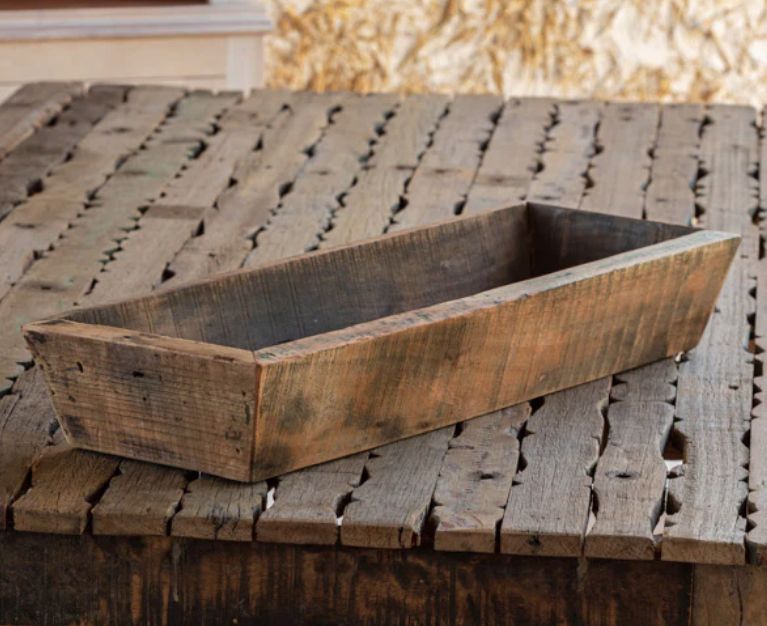 Primitive Wooden Trough Planter