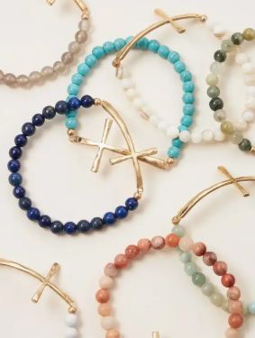 Hammered Cross Bracelet