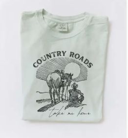 Country Roads Cowboy Sunset Tee