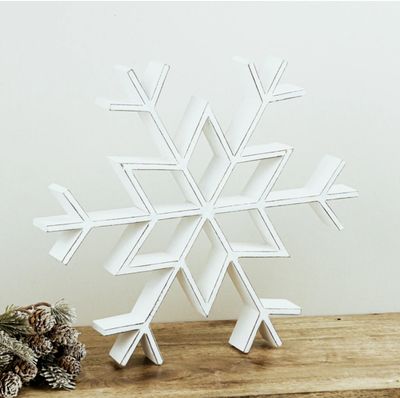 White Wash Wood Snowflake 16&quot;