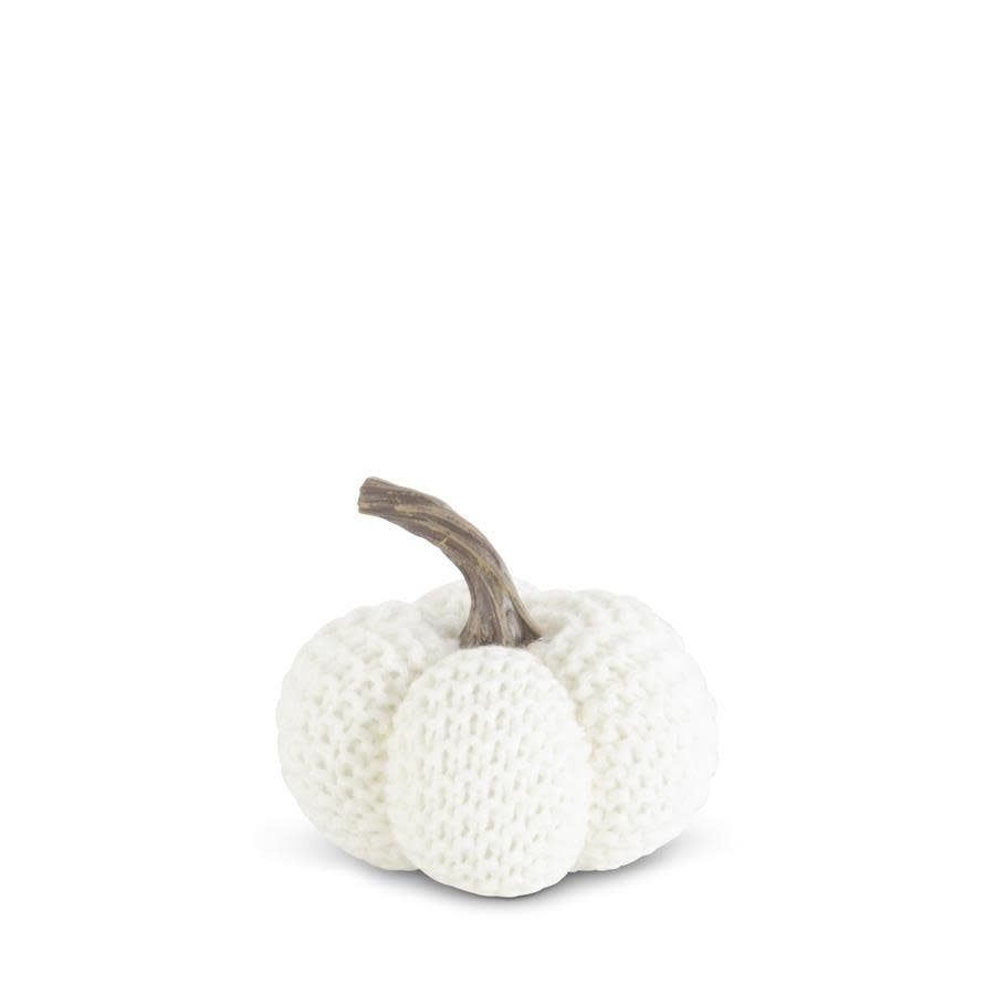 White Knit Stuffed Pumpkin 4.5&quot;