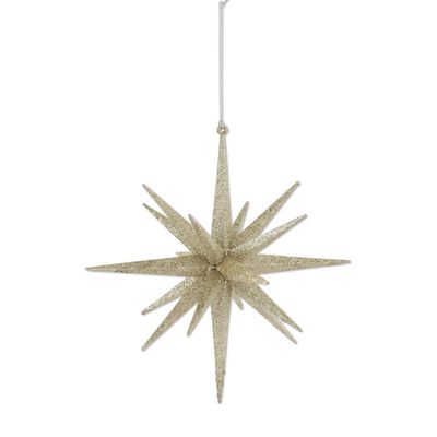 18 Point Champagne Glitter Star Ornament 8&quot;