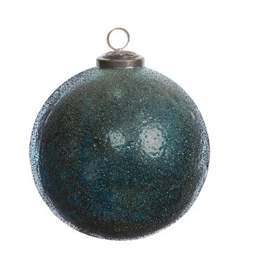 Shiny Mercury Glass Ball Ornament - Dark Teal