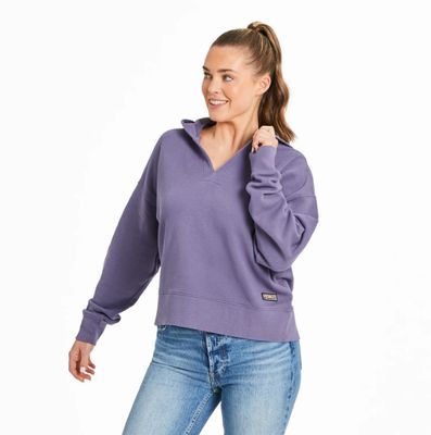 Women’s Solid French Terry Boxy Pullover