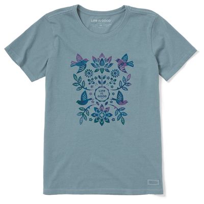 Folk Art Garden Tie Dye Relaxed Fit Short Sleeve Slub Tee