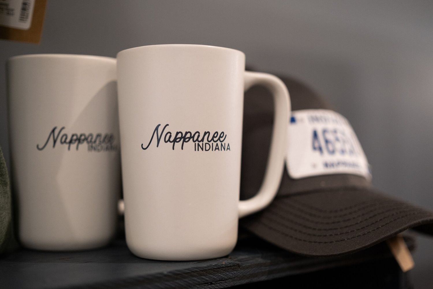 Nappanee 14 oz Coffee Mug  Matte/Glossy White