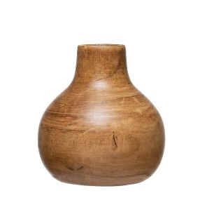 Paulownia Wood Vase, Walnut Stained Finish 8”