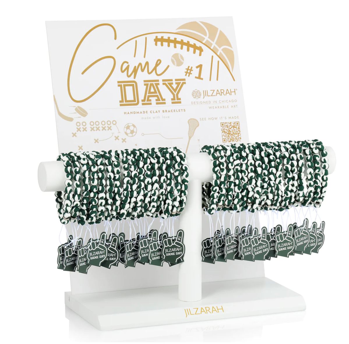 White / Green Game Day Bracelet