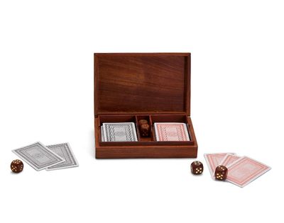 Wood Crafted Playing Card / Dice Game Set