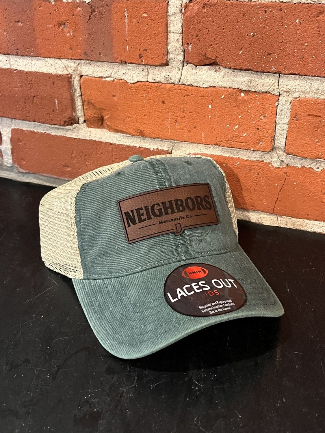 Neighbors Football Logo Hat Green/Khaki