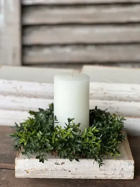 New England Boxwood Candle Ring 4.5”