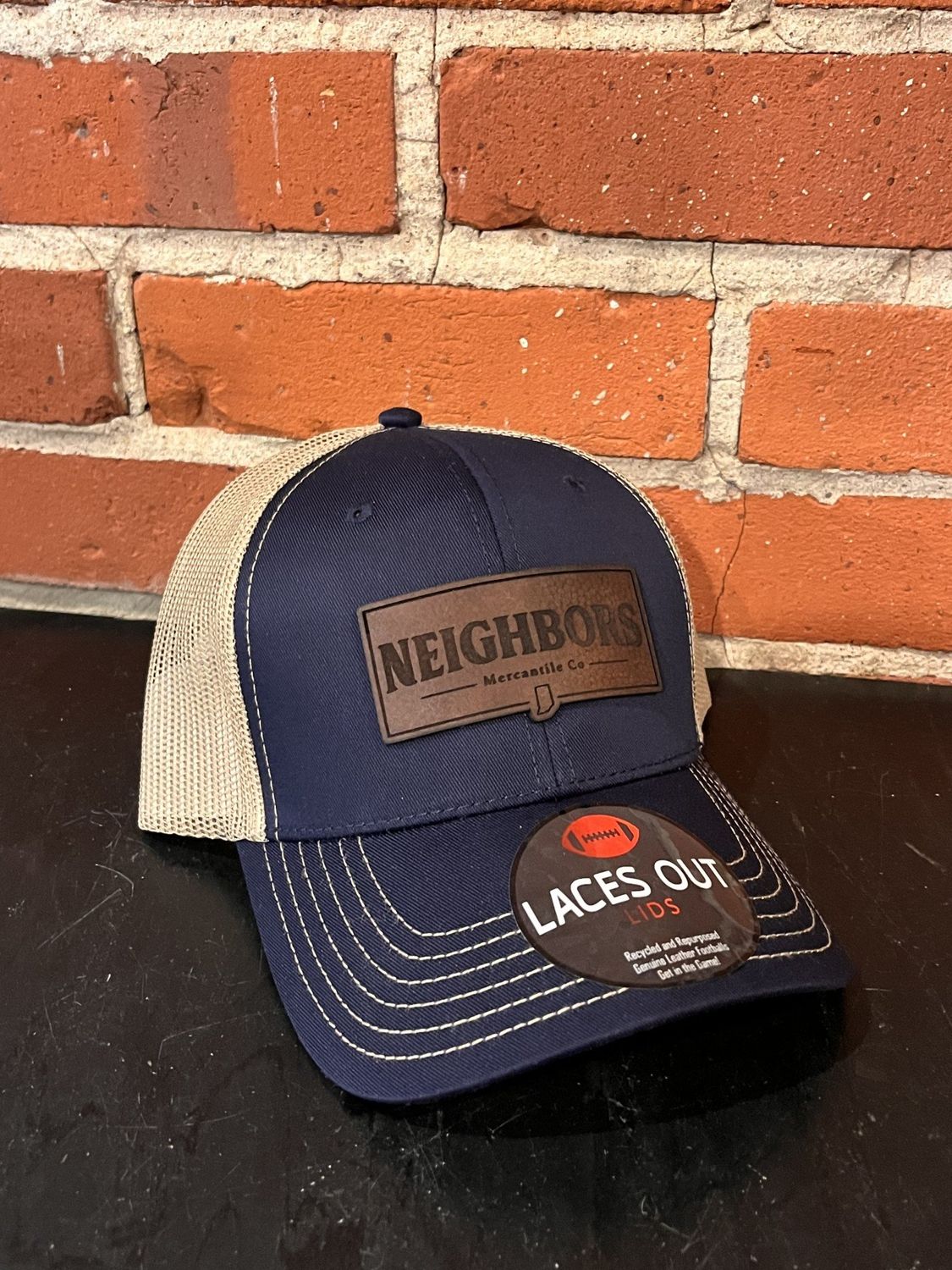 Neighbors Football Logo Hat Navy/Khaki