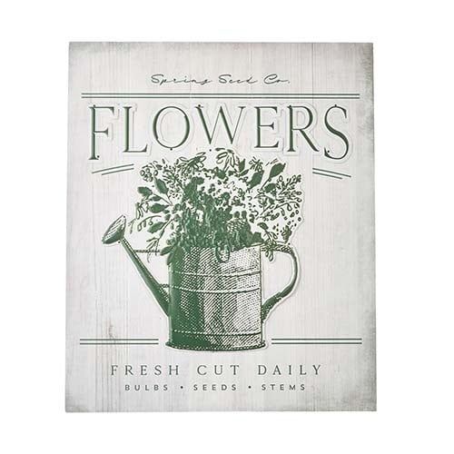 Flowers Embossed Metal on Wood Sign 28.25”