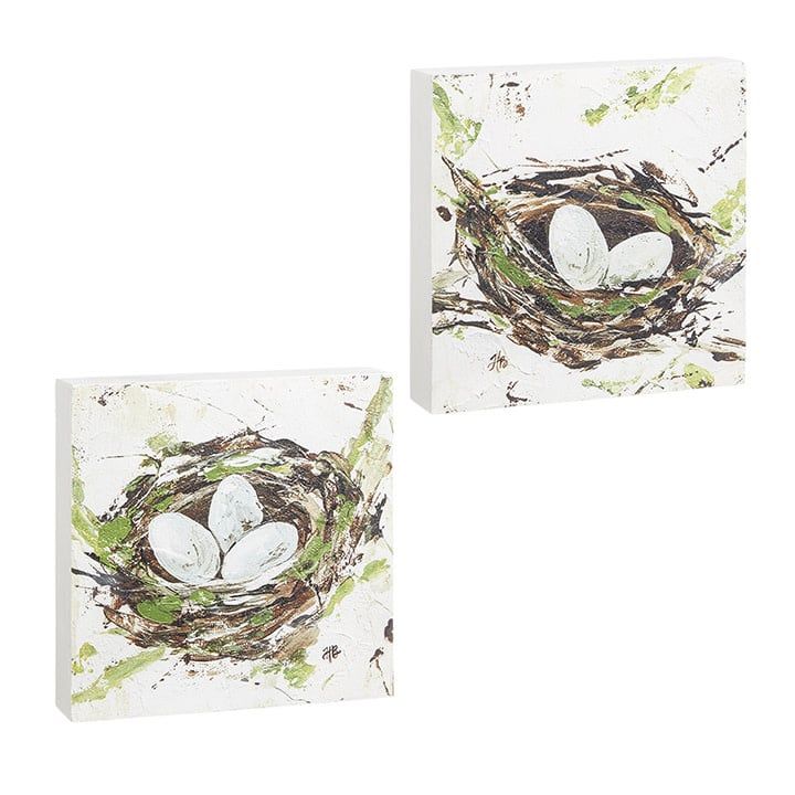 Eggs in Nest Spring Decor Block Sign