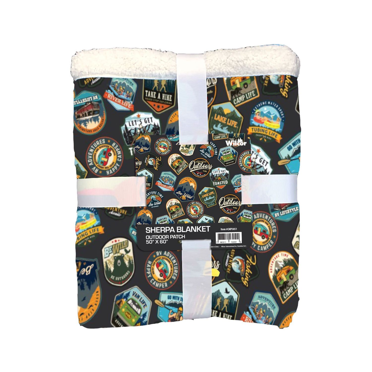 Outdoor Patch Sherpa Blanket 50 x 60