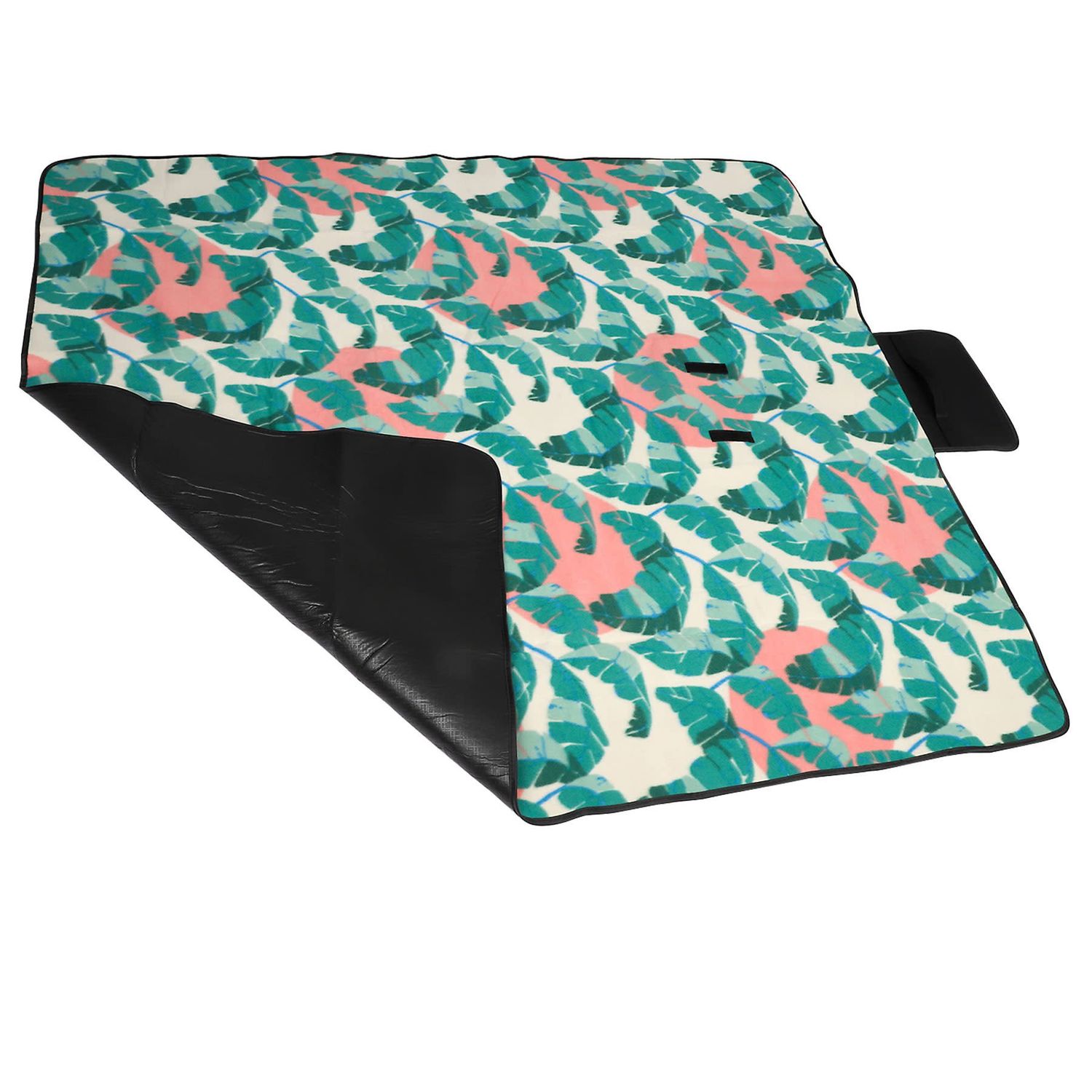 Picnic Rug Leaf Design Flap Blanket 59&quot; x 53&quot;