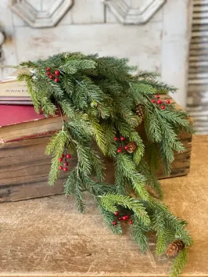 White Spruce w/ Berries Hanging 34”