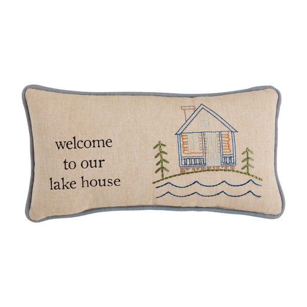 Welcome Lake Mini Embroidered Pillow