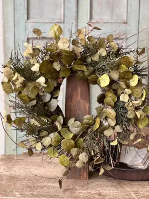 Penny Leaf Wreath 26” - Green