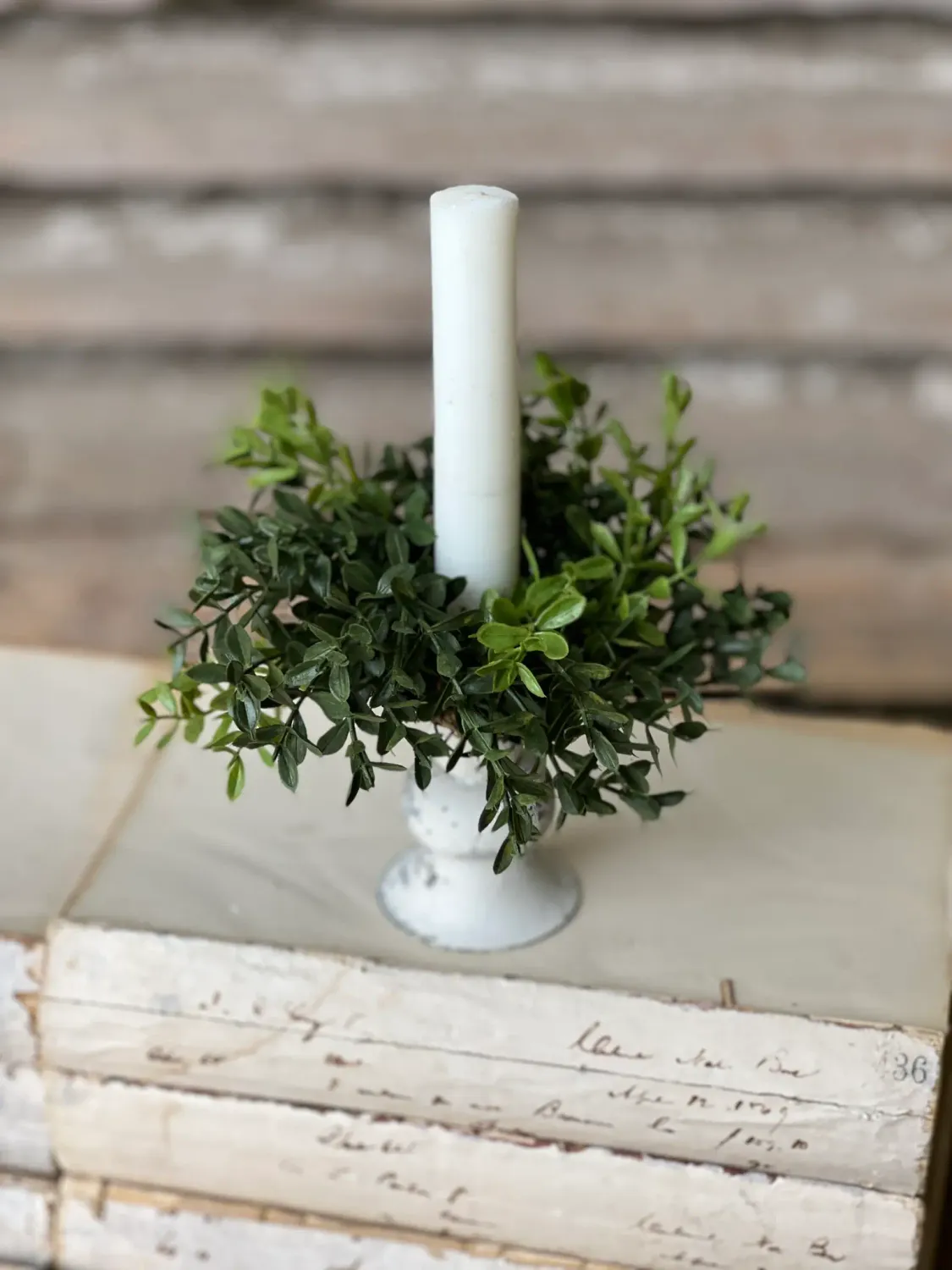 New England Boxwood Candle Ring 2”
