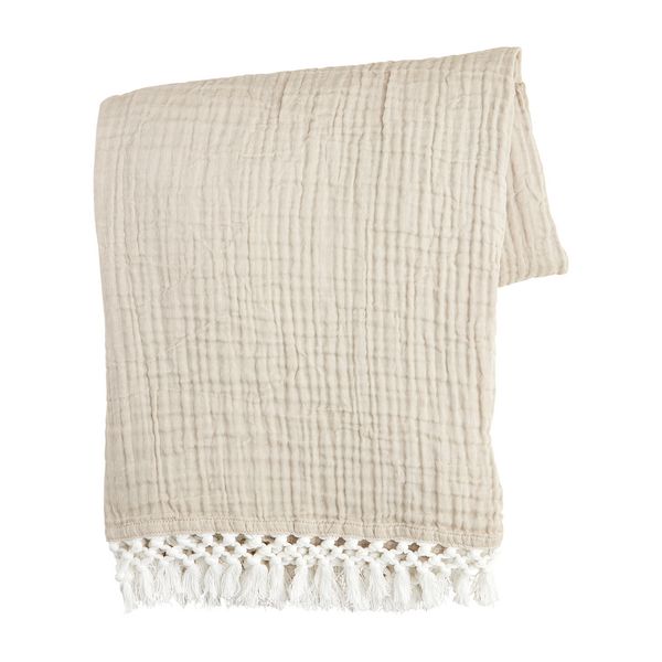 Taupe Macrame Throw