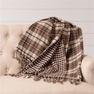Brown Plaid Reversible Throw
