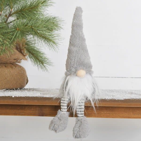 Glitter Grey Gnome Striped Legs 15”