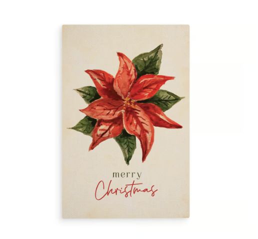 Clearance - Merry Christmas Poinsettia Wooden Postcard 4 x 6